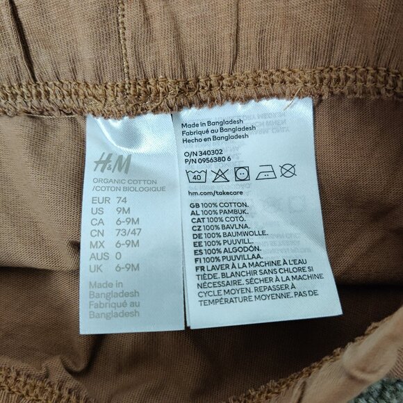 H&M Baby's Cotton Leggings NEW Size 6 9 M Tan Brown Adjustable Waist Lightweight - Picture 3 of 3